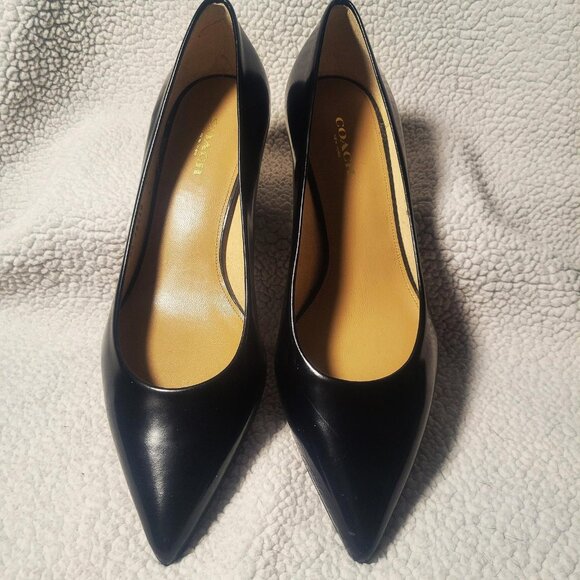 COACH Unipump Black Leather Kitten Heel Pump Classic Luxury - Picture 3 of 9